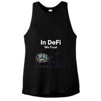 In DeFi We Trust Cryptocurrency Bitcoin Ethereum Blockchain Ladies PosiCharge Tri-Blend Wicking Tank