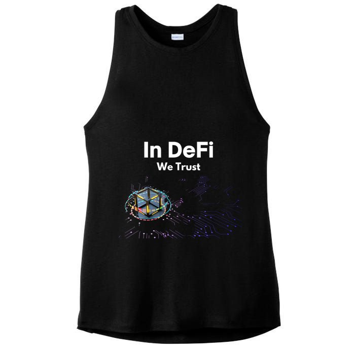In DeFi We Trust Cryptocurrency Bitcoin Ethereum Blockchain Ladies PosiCharge Tri-Blend Wicking Tank