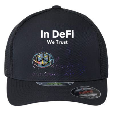 In DeFi We Trust Cryptocurrency Bitcoin Ethereum Blockchain Flexfit Unipanel Trucker Cap