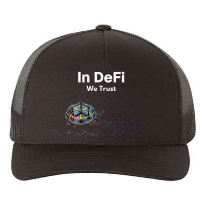 In DeFi We Trust Cryptocurrency Bitcoin Ethereum Blockchain Yupoong Adult 5-Panel Trucker Hat