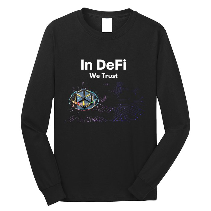 In DeFi We Trust Cryptocurrency Bitcoin Ethereum Blockchain Long Sleeve Shirt