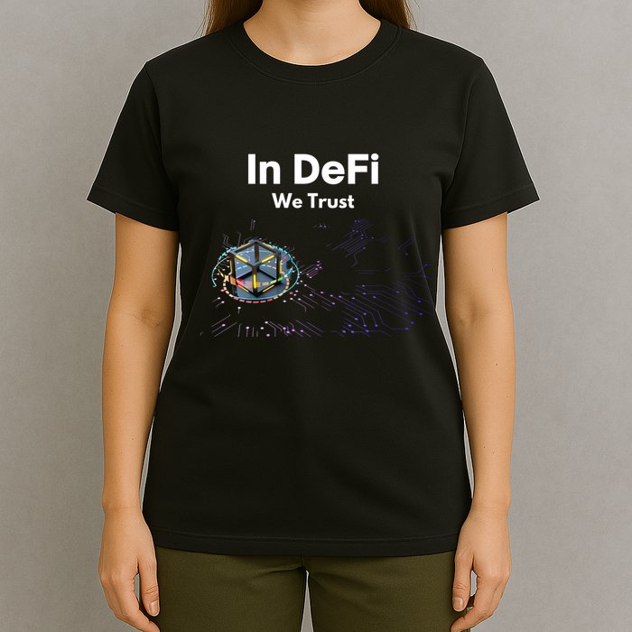 In DeFi We Trust Cryptocurrency Bitcoin Ethereum Blockchain T-Shirt