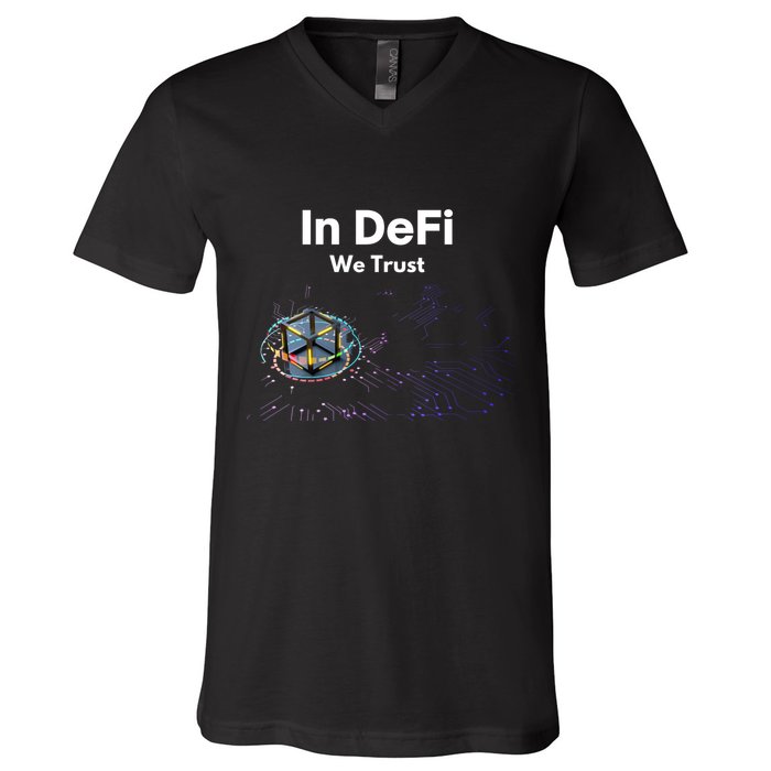 In DeFi We Trust Cryptocurrency Bitcoin Ethereum Blockchain V-Neck T-Shirt
