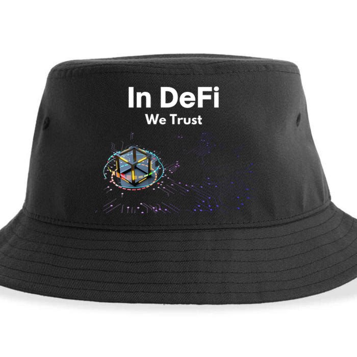 In DeFi We Trust Cryptocurrency Bitcoin Ethereum Blockchain Sustainable Bucket Hat