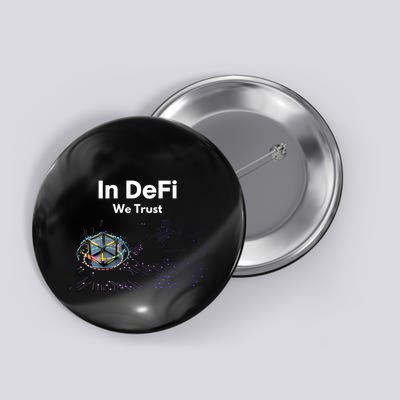 In DeFi We Trust Cryptocurrency Bitcoin Ethereum Blockchain Button