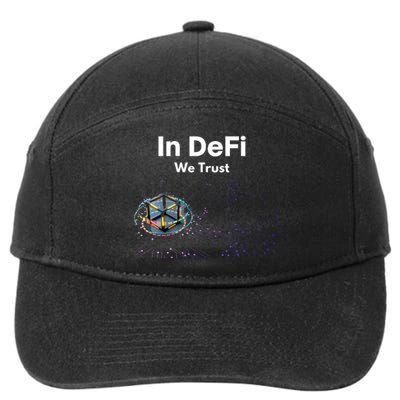 In DeFi We Trust Cryptocurrency Bitcoin Ethereum Blockchain 7-Panel Snapback Hat