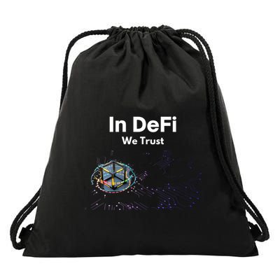 In DeFi We Trust Cryptocurrency Bitcoin Ethereum Blockchain Drawstring Bag