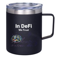 In DeFi We Trust Cryptocurrency Bitcoin Ethereum Blockchain 12oz Stainless Steel Coffee Mug