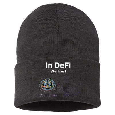 In DeFi We Trust Cryptocurrency Bitcoin Ethereum Blockchain Sustainable Knit Beanie