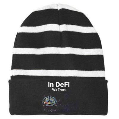 In DeFi We Trust Cryptocurrency Bitcoin Ethereum Blockchain Striped Beanie with Solid Band