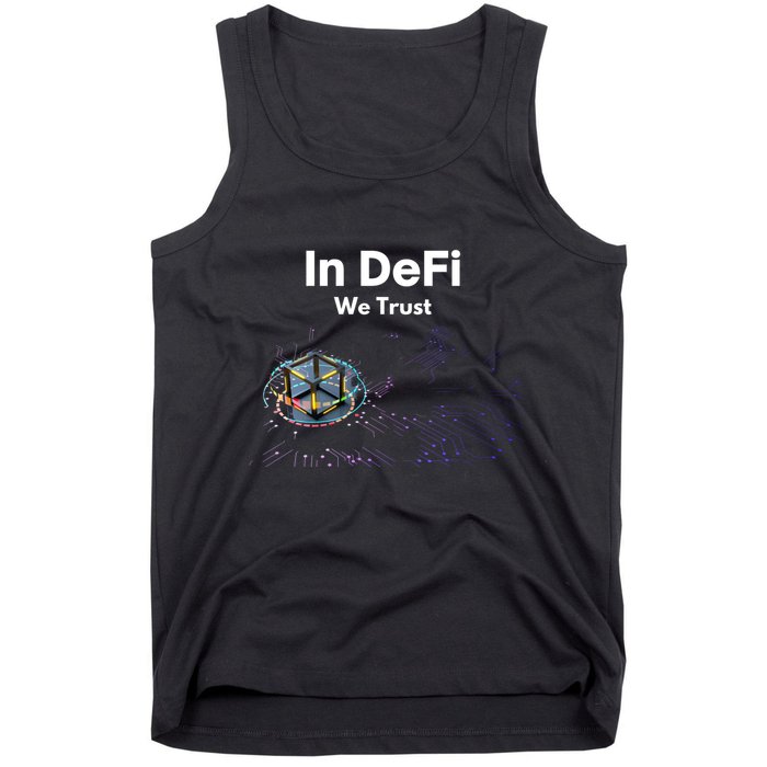 In DeFi We Trust Cryptocurrency Bitcoin Ethereum Blockchain Tank Top