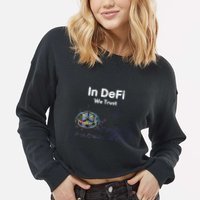 In DeFi We Trust Cryptocurrency Bitcoin Ethereum Blockchain Cropped Pullover Crew