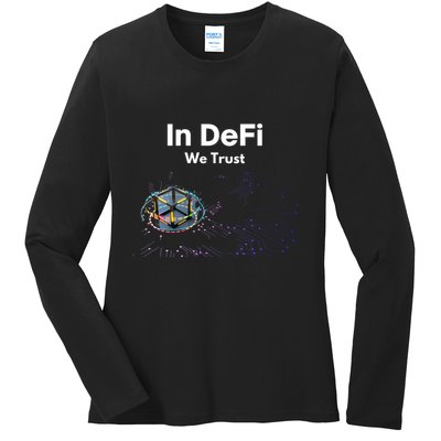 In DeFi We Trust Cryptocurrency Bitcoin Ethereum Blockchain Ladies Long Sleeve Shirt