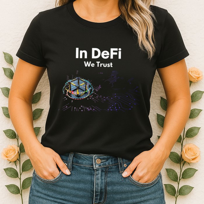 In DeFi We Trust Cryptocurrency Bitcoin Ethereum Blockchain Womens T-Shirt