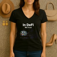In DeFi We Trust Cryptocurrency Bitcoin Ethereum Blockchain Women's V-Neck T-Shirt