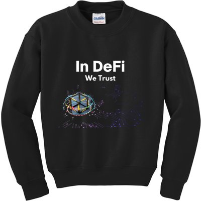 In DeFi We Trust Cryptocurrency Bitcoin Ethereum Blockchain Kids Sweatshirt