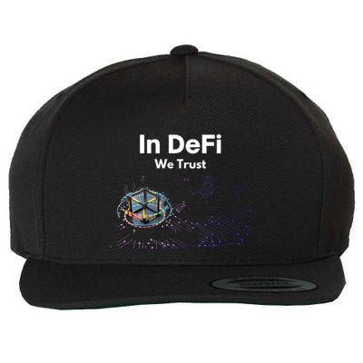 In DeFi We Trust Cryptocurrency Bitcoin Ethereum Blockchain Wool Snapback Cap