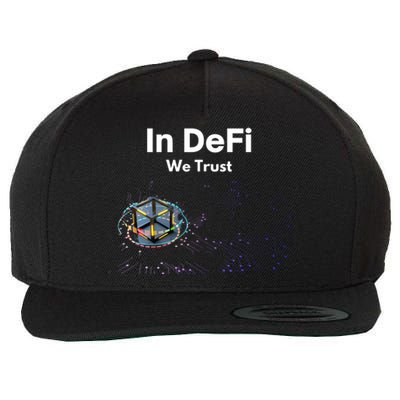 In DeFi We Trust Cryptocurrency Bitcoin Ethereum Blockchain Wool Snapback Cap