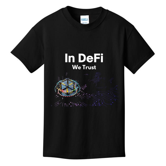 In DeFi We Trust Cryptocurrency Bitcoin Ethereum Blockchain Kids T-Shirt