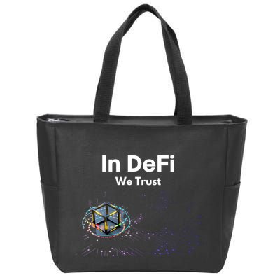 In DeFi We Trust Cryptocurrency Bitcoin Ethereum Blockchain Zip Tote Bag