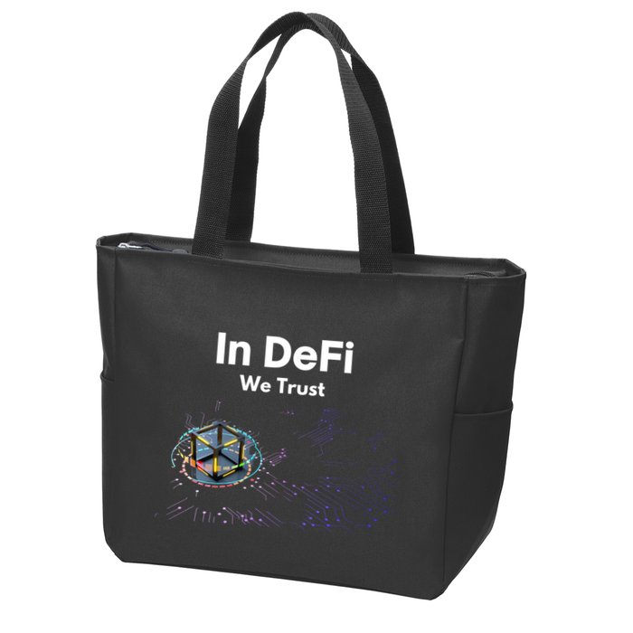 In DeFi We Trust Cryptocurrency Bitcoin Ethereum Blockchain Zip Tote Bag
