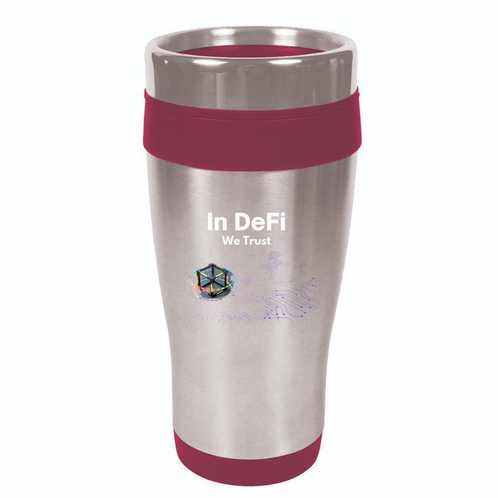 In DeFi We Trust Cryptocurrency Bitcoin Ethereum Blockchain 16oz Travel Tumbler
