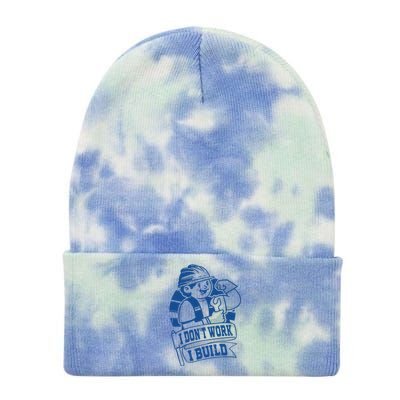 I Don't Work I Build Construction Worker Tie Dye 12in Knit Beanie