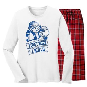 I Don't Work I Build Construction Worker Women's Long Sleeve Flannel Pajama Set 