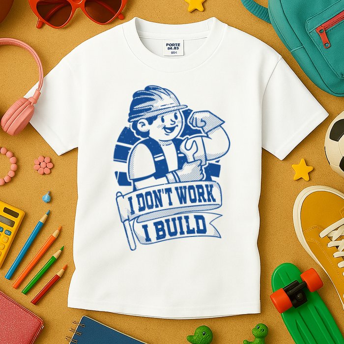 I Don't Work I Build Construction Worker Kids T-Shirt