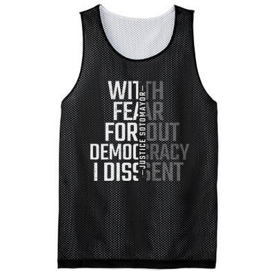 I Dissent With Fear For Democracy Mesh Reversible Basketball Jersey Tank