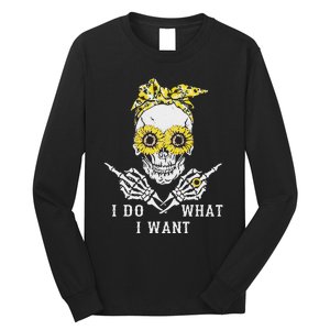 I Do What I Want Skull Sunflower Long Sleeve Shirt