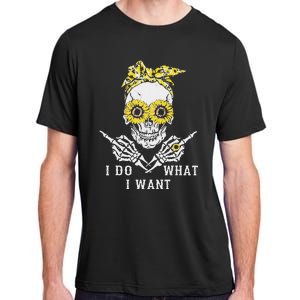 I Do What I Want Skull Sunflower Adult ChromaSoft Performance T-Shirt