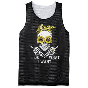 I Do What I Want Skull Sunflower Mesh Reversible Basketball Jersey Tank