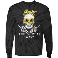 I Do What I Want Skull Sunflower Tie-Dye Long Sleeve Shirt