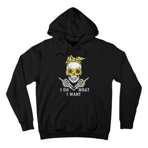 I Do What I Want Skull Sunflower Tall Hoodie