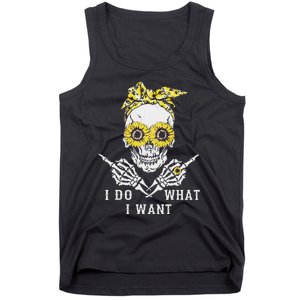 I Do What I Want Skull Sunflower Tank Top