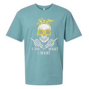 I Do What I Want Skull Sunflower Sueded Cloud Jersey T-Shirt