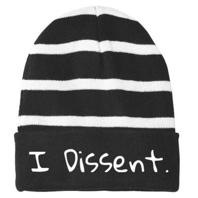 I Dissent Women's Rights Pro Choice Roe 1973 Feminist Striped Beanie with Solid Band