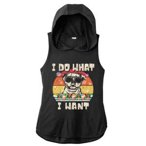 I Do What I Want American Bulldog Retro Christmas Style Gift Ladies PosiCharge Tri-Blend Wicking Draft Hoodie Tank