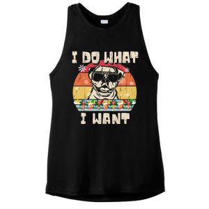 I Do What I Want American Bulldog Retro Christmas Style Gift Ladies PosiCharge Tri-Blend Wicking Tank