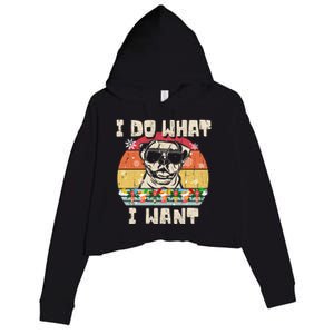 I Do What I Want American Bulldog Retro Christmas Style Gift Crop Fleece Hoodie