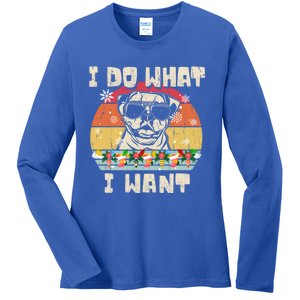 I Do What I Want American Bulldog Retro Christmas Style Gift Ladies Long Sleeve Shirt