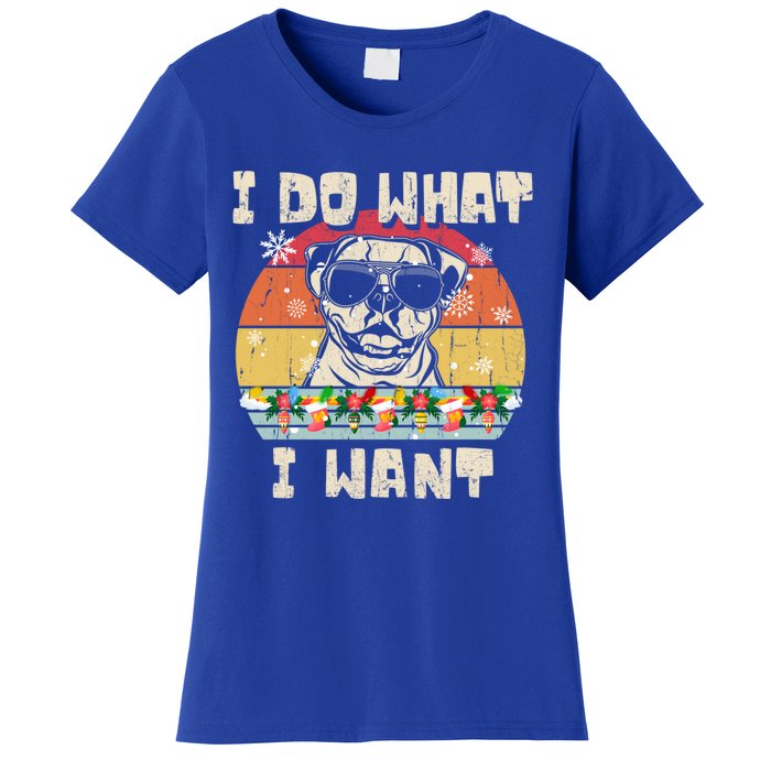 I Do What I Want American Bulldog Retro Christmas Style Gift Women's T-Shirt