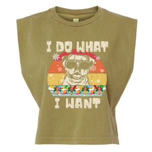 I Do What I Want American Bulldog Retro Christmas Style Gift Garment-Dyed Women's Muscle Tee