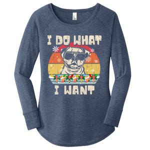 I Do What I Want American Bulldog Retro Christmas Style Gift Women's Perfect Tri Tunic Long Sleeve Shirt