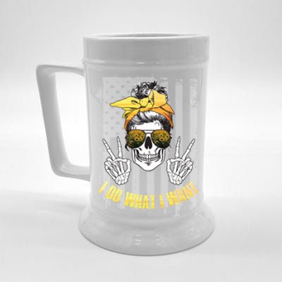 I Do What I Want Funny Peaceful Skull Lady Funny Gift Beer Stein