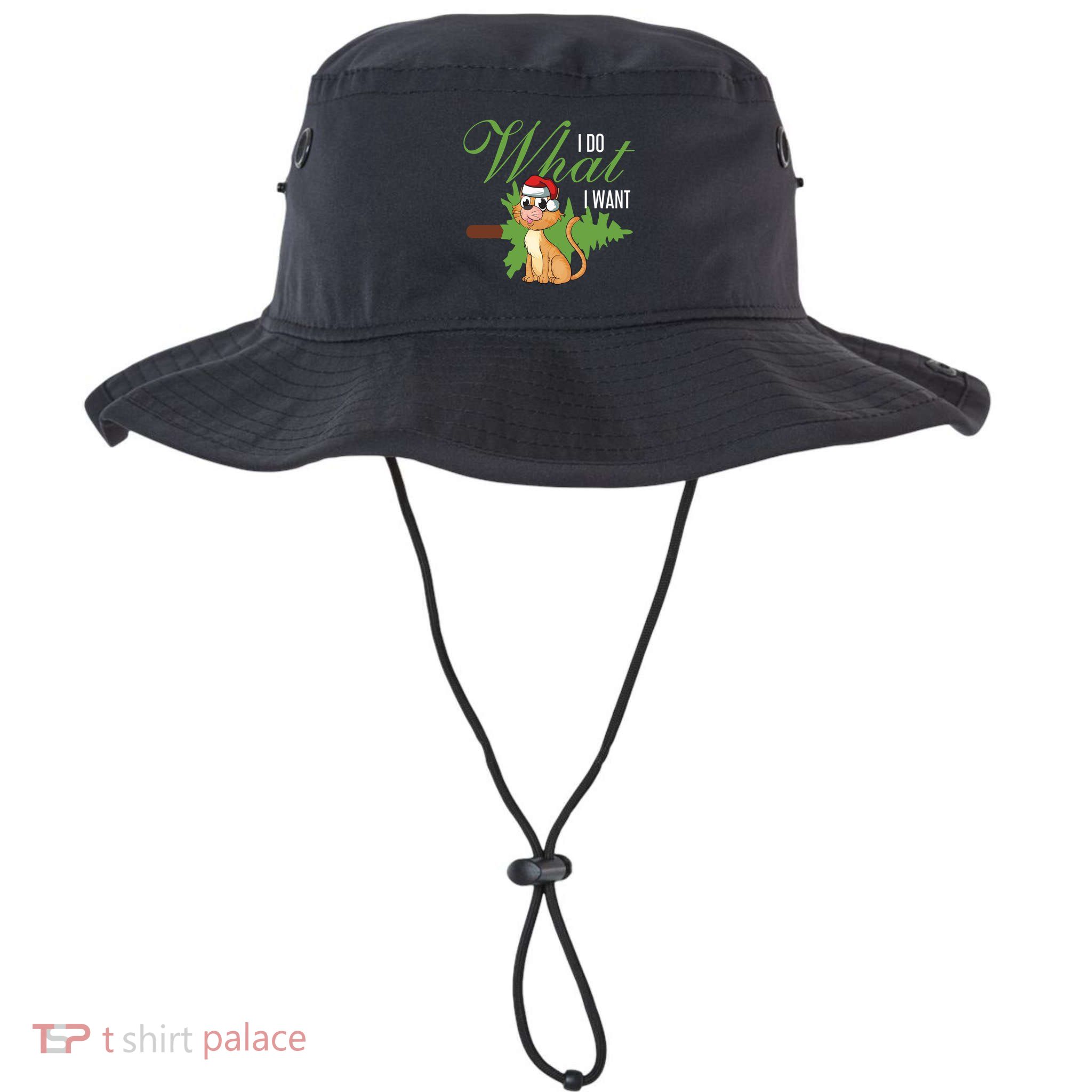 I Do What I Want Cat Wearing Santa Hat Sarcastic Christmas Gift Bucket Hat