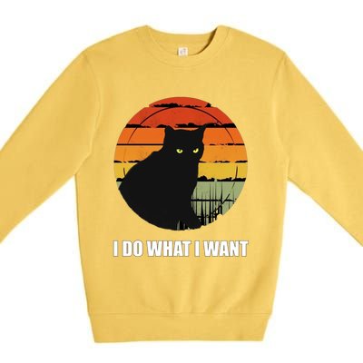 I Do What I Want Vintage Funny Cagreat Gift For Cat Dad/mom Gift Premium Crewneck Sweatshirt