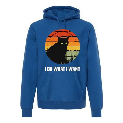 I Do What I Want Vintage Funny Cagreat Gift For Cat Dad/mom Gift Premium Hoodie