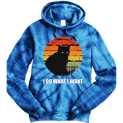 I Do What I Want Vintage Funny Cagreat Gift For Cat Dad/mom Gift Tie Dye Hoodie